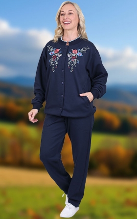 Fleece Embroidered Cardigan and Pants