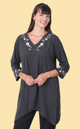 Floral Print Arch Hem Top