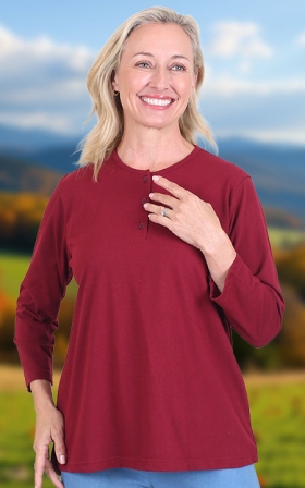 Three Quarter Sleeve Henley Top
