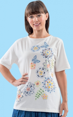 Health Pride - Flowers & Butterflies Beaded Top