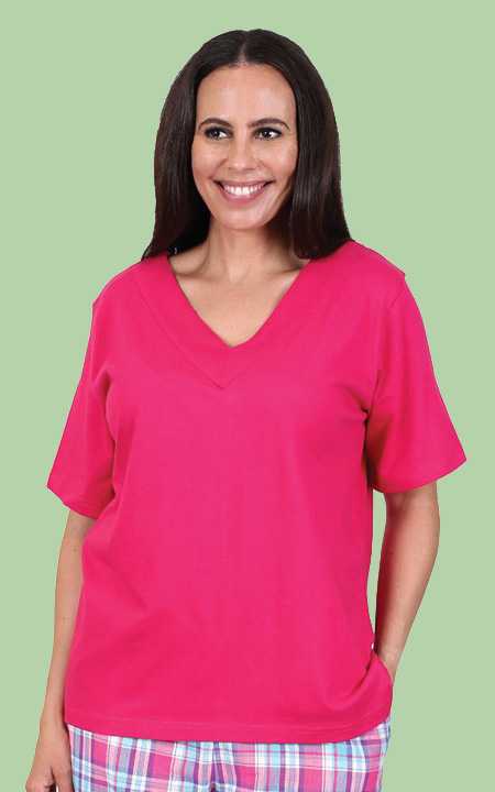 Health Pride - Fuchsia V-Neck T-Shirt