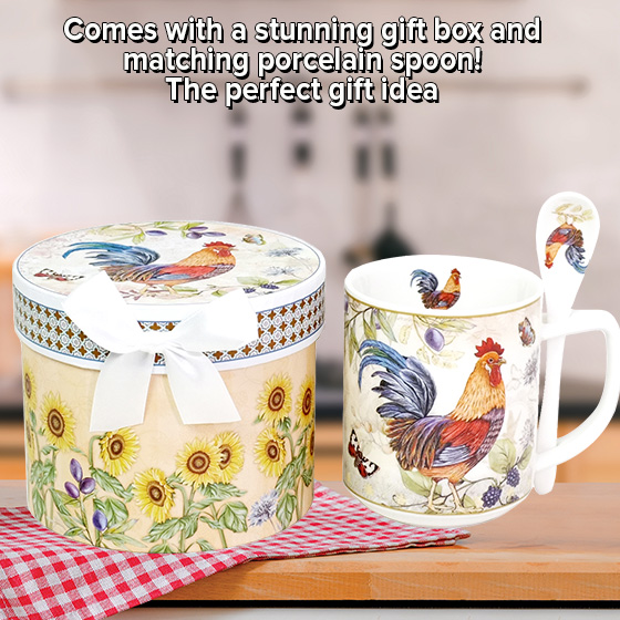 Rooster Mug with Spoon