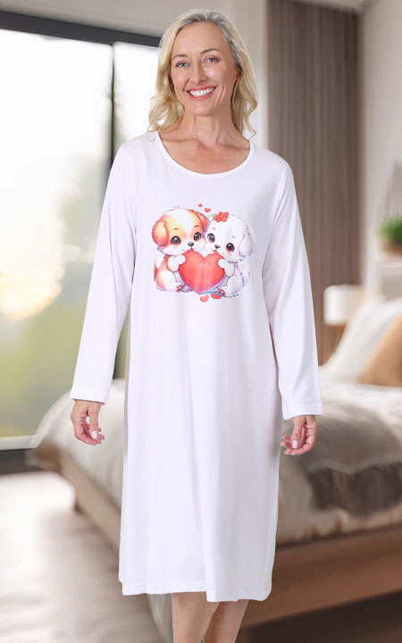 Long Sleeve Print Nightgowns