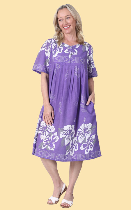 Purple Border Print Patio Dress
