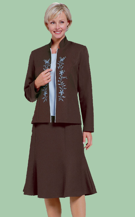 Embroidered 4 Piece Brown Wardrober
