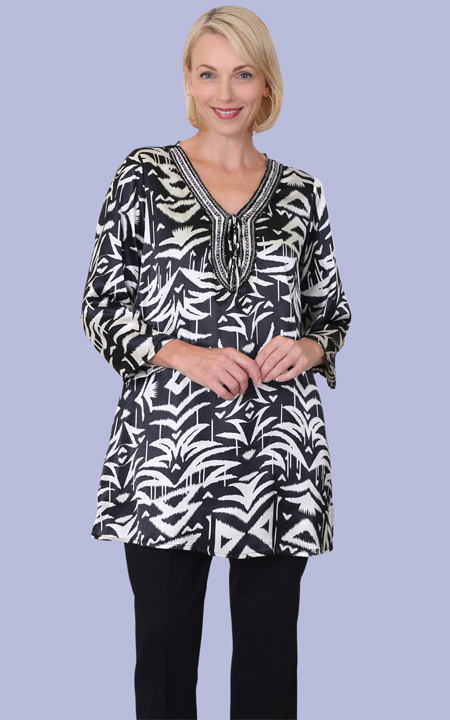 Aztec Print Beaded Tunic