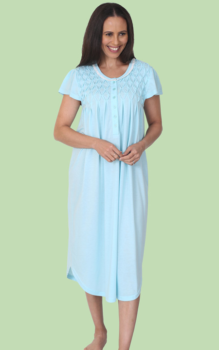 Health Pride - Blue and Peach Smocked Nightgowns