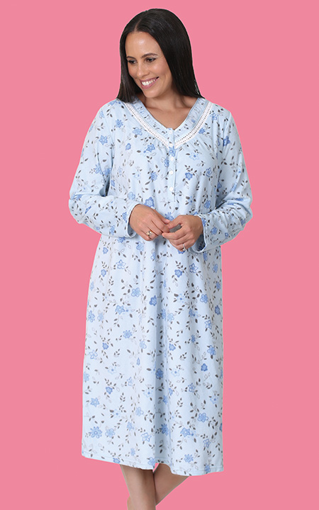 Lace Trim Micro Fleece Gown