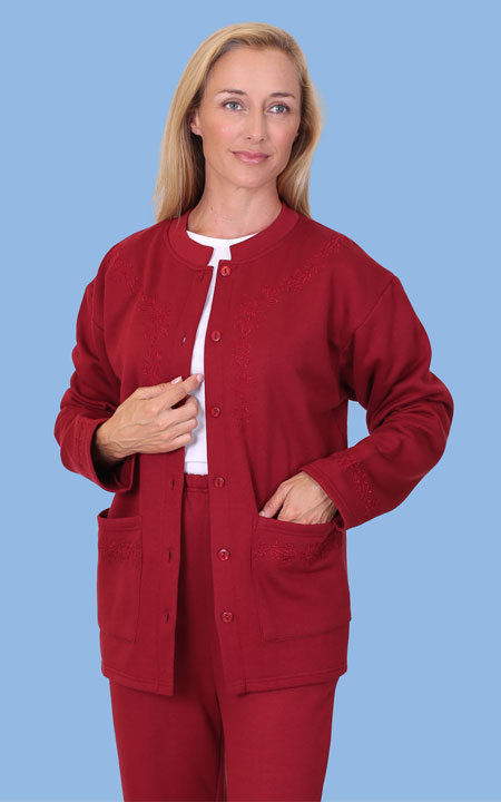 Embroidered best sale fleece cardigan
