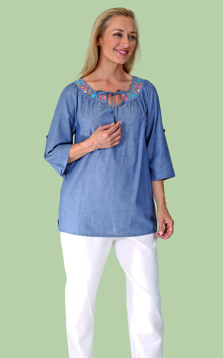 Health Pride - Embroidered Peasant Top