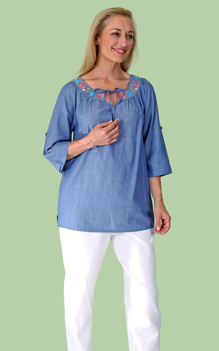 Embroidered Peasant Top
