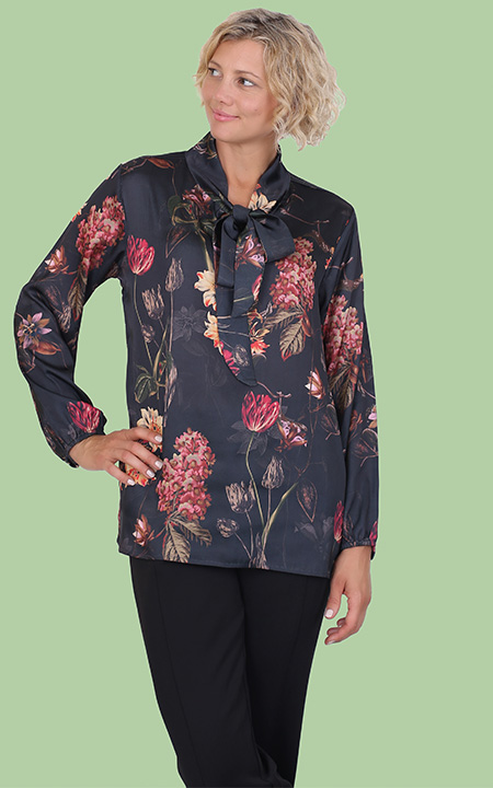 Satin Tie Front Blouse