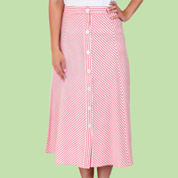 Stripe Button-Front Skirt