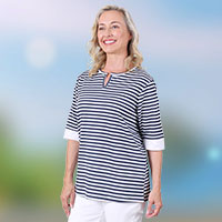 Split Neck Stripe Tee