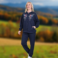 Fleece Embroidered Cardigan and Pants