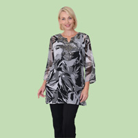Hibiscus Print Beaded Tunic