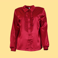 Ruffle Front Satin Blouse