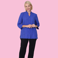 Scalloped Hem Tunic Length Blouse