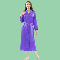 Trapunto Trim Satin Robe