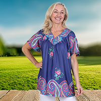 V-neck Print Tops