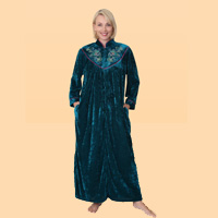Embroidered Velour Robe