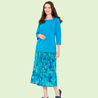 Sleeve Top & Print Skirtset
