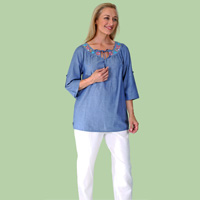 Embroidered Peasant Top