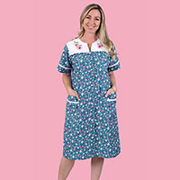 Deep Teal Floral Snap Front Duster