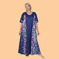 Navy Floral Wide Sweep Lounger